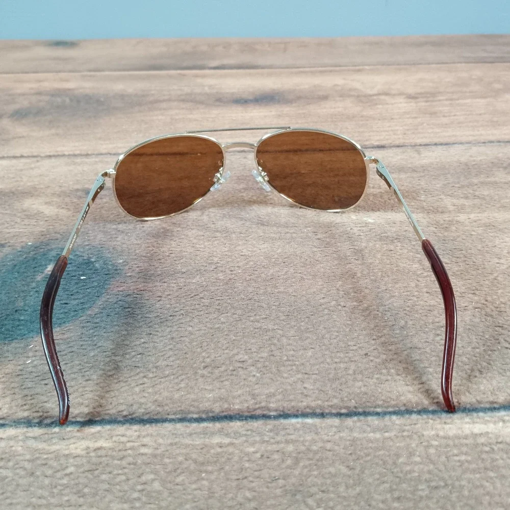 Panama Jack Gold Aviator Sunglasses Brown Tinted Lenses Unisex Classic Pilot